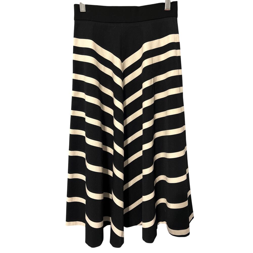 Banana Republic Midi Skirt Black & Cream Size 0 Sloan‎ Pencil A-Line Stretch NWT